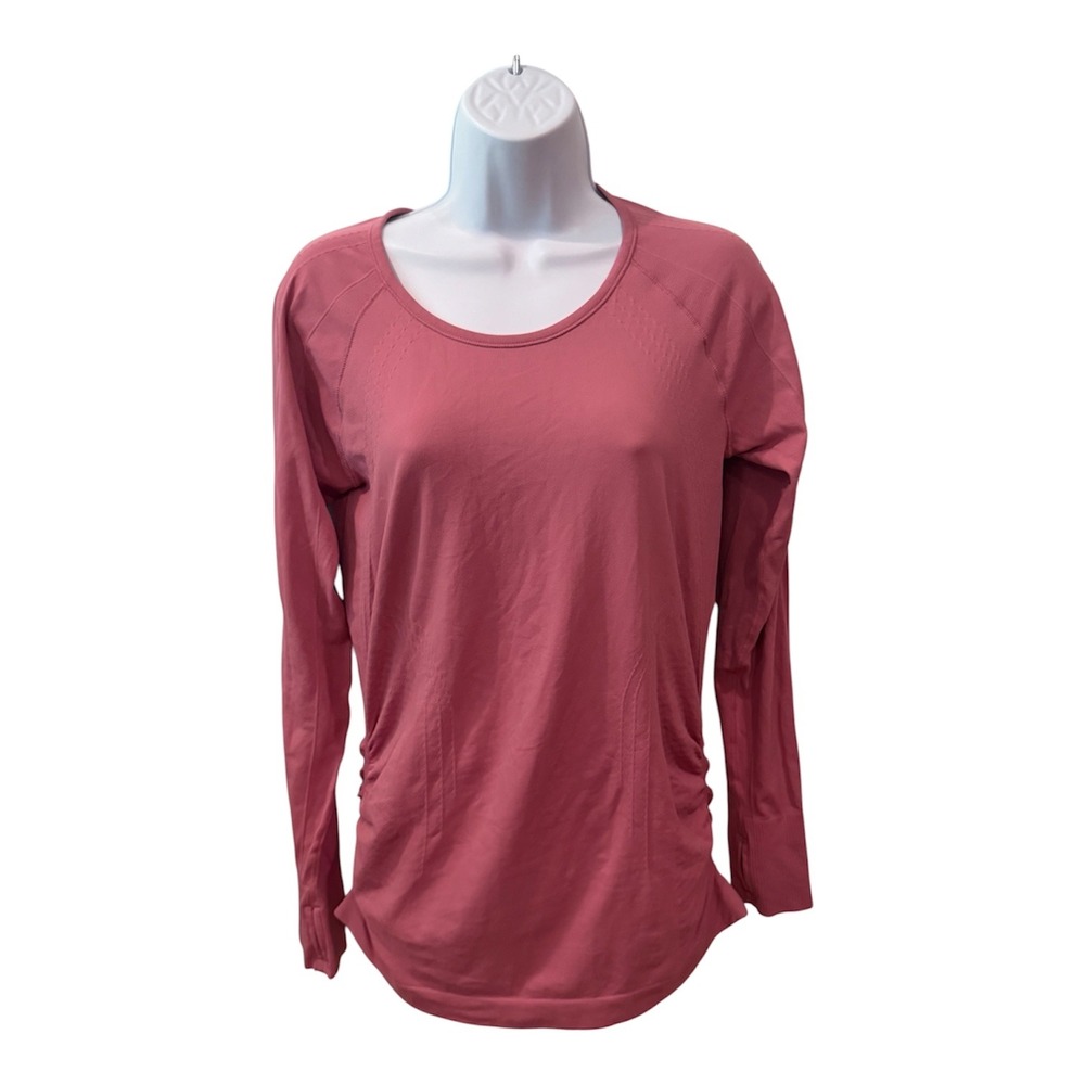Athleta Momentum Long Sleeve Top‎ Pink Seamless Running Shirt Thumbholes